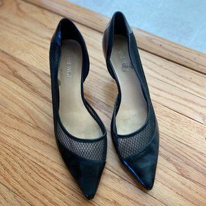 Nine West Black Unique Heels with Mesh and False Side, Size 8